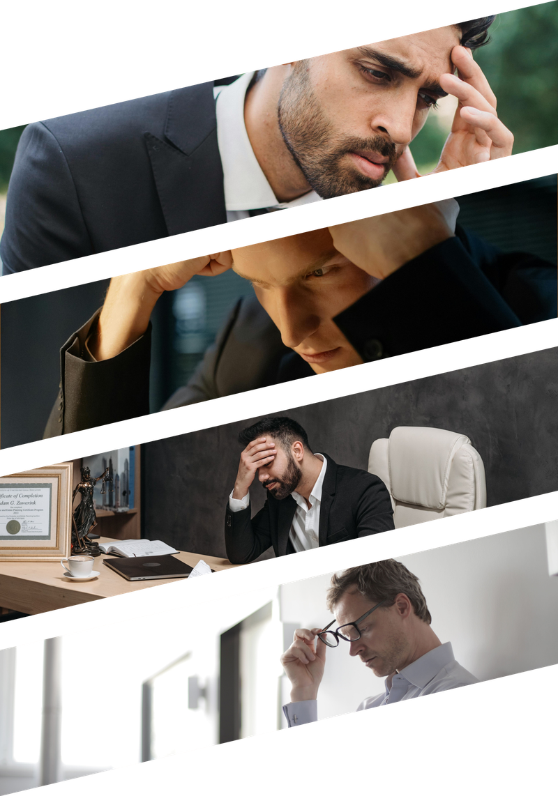 Empresários pensativos sobre os problemas do time