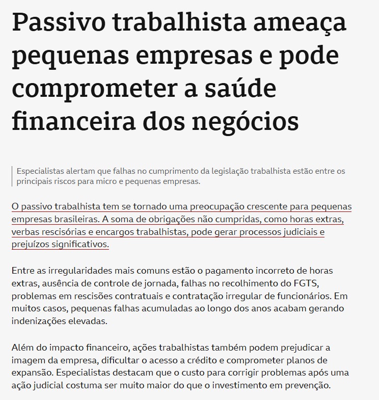 Passivo trabalhista ameaça pequenas empresas e pode comprometer a saúde financeira dos negócios