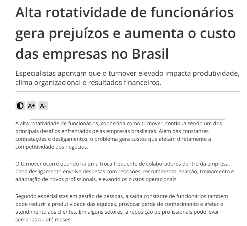 Alta rotatividade de funcionários gera prejuízos e aumenta o custo das empresas no Brasil